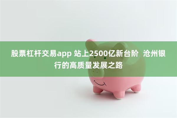 股票杠杆交易app 站上2500亿新台阶  沧州银行的高质量发展之路