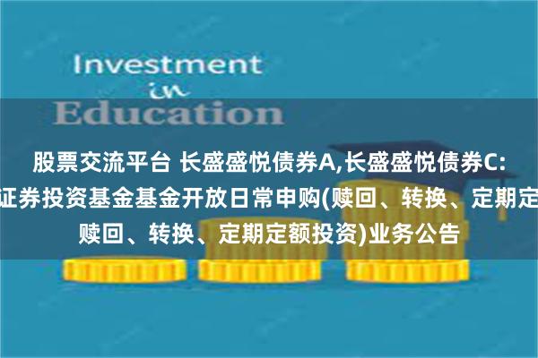 股票交流平台 长盛盛悦债券A,长盛盛悦债券C: 长盛盛悦债券型证券投资基金基金开放日常申购(赎回、转换、定期定额投资)业务公告